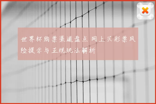 世界杯购票渠道盘点 网上买彩票风险提示与正规玩法解析